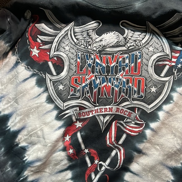 Lynard Skynyrd Men’s Large navy blue black and Gray Graphic T-Shirt tie dye - Picture 9 of 9